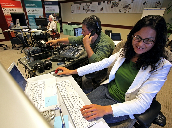 Jennifer Dronkers and Jeff Safran at the 100th Poynter NewsU webinar, 2011