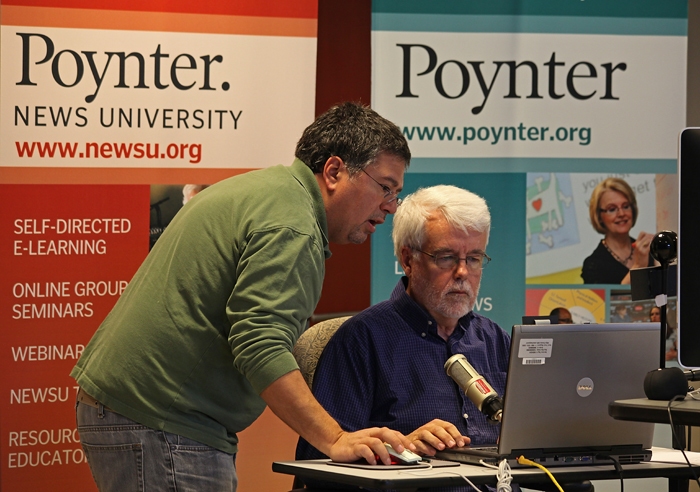 Jeff Safran and Howard Finberg at the 100th Poynter NewsU webinar, 2011