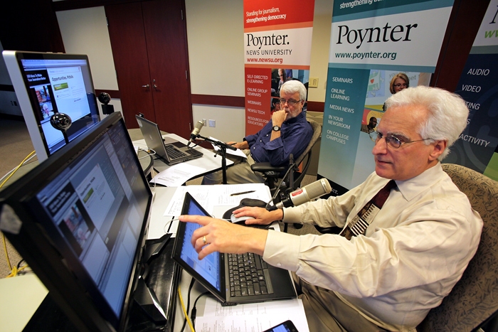 Howard Finberg and Bill Mitchell at the 100th Poynter NewsU webinar, 2011