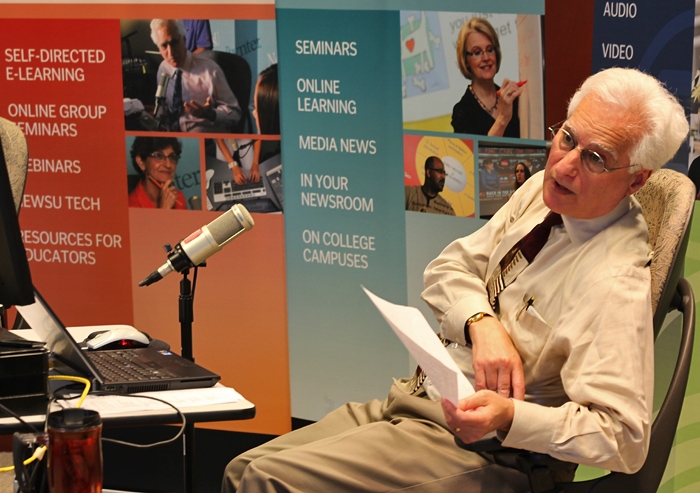 Howard Finberg hosting the 100th Poynter NewsU webinar, 2011