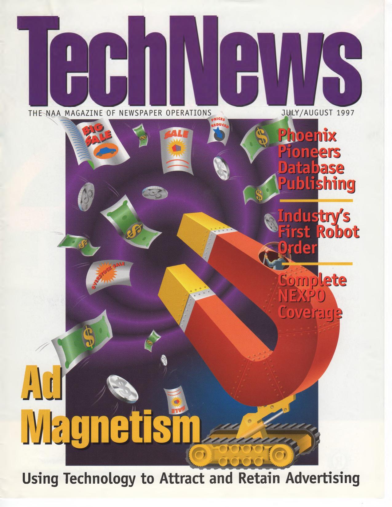 July/August 1997 TechNews magazine article about The Arizona Republic becoming the first North American newspaper produced entirely with a CCI database publishing system